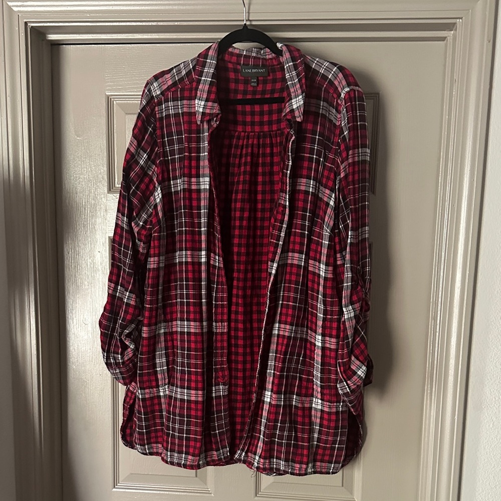 Lane Bryant | Plaid Longline Button Down Shirt